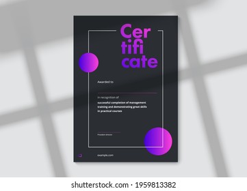 Certificate of appreciation template design. Elegant business diploma layout for training graduation or course completion. Vector background illustration.