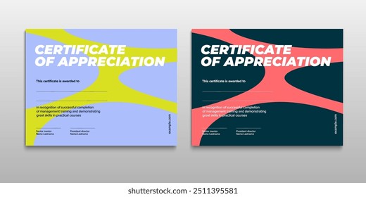 Certificate of appreciation template design. Elegant business diploma layout for training graduation or course completion. Vector background illustration.