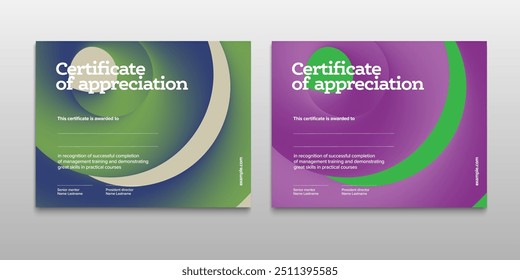 Certificate of appreciation template design. Elegant business diploma layout for training graduation or course completion. Vector background illustration.