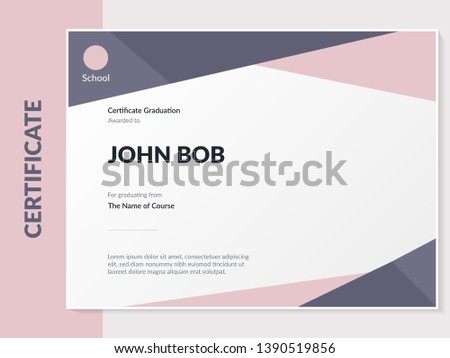 Certificate of appreciation template design. Elegant business diploma layout for training graduation or course completion. Certificate template. Award diploma design blank.