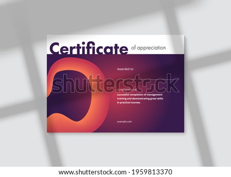 Certificate of appreciation template design. Elegant business diploma layout for training graduation or course completion. Vector background illustration.