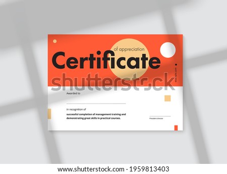 Certificate of appreciation template design. Elegant business diploma layout for training graduation or course completion. Vector background illustration.