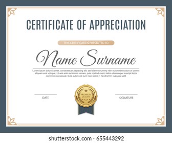 Certificate of appreciation template design. Vector illustration