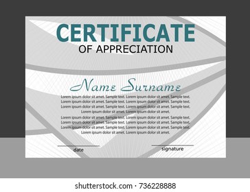 Certificate of appreciation template. Elegant design. Vector illustration.
