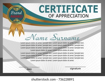 Certificate of appreciation template. Elegant design. Vector illustration.