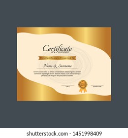 Certificate of Appreciation Template, gold color stylish design vector,diploma currency border. Vector illustration.
