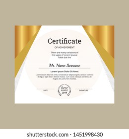 Certificate of Appreciation Template, gold color stylish design vector,diploma currency border. Vector illustration.