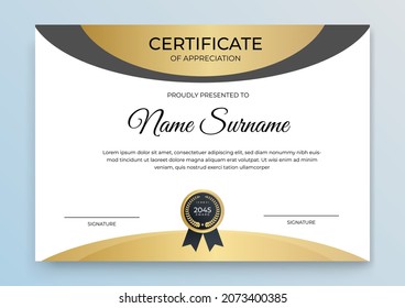 Certificate Appreciation Template Gold Grey Black Stock Vector (royalty 