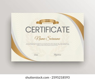 Certificate of appreciation template, gold and red color. Clean luxury and modern Diploma certificate vector template