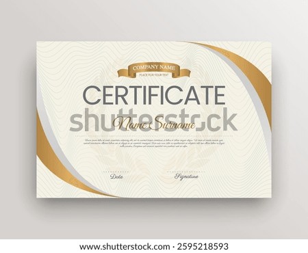 Certificate of appreciation template, gold and red color. Clean luxury and modern Diploma certificate vector template