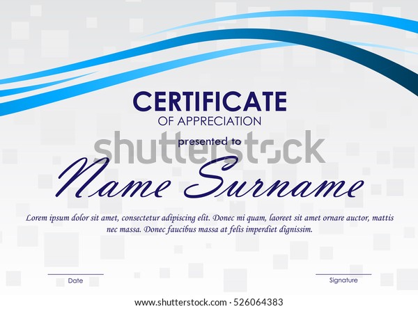 Certificate Appreciation Template Gray Geometric Square Stock Vector ...