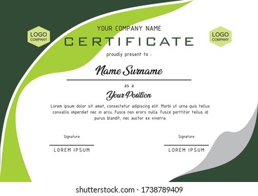 Certificate of appreciation Template with green design simple vector. Simple certificate