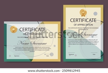 Certificate of appreciation template. Modern abstract corporate diploma with colorful elements