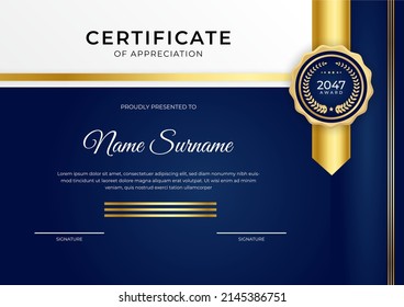 Certificate of appreciation template with modern corporate concept design vector