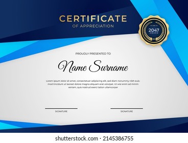 Certificate of appreciation template with modern corporate concept design vector