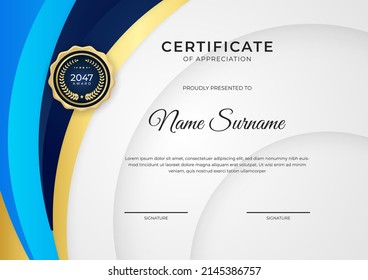 Certificate of appreciation template with modern corporate concept design vector