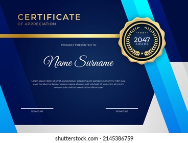 Certificate of appreciation template with modern corporate concept design vector