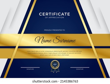 Plantilla de certificado de apreciación con vector de diseño de concepto corporativo moderno
