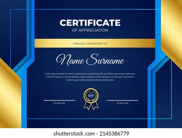 Certificate of appreciation template with modern corporate concept design vector
