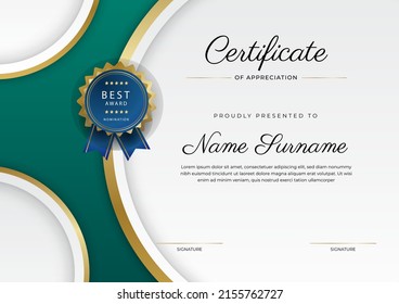 Certificate Of Appreciation Template With Modern Corporate Concept Design. Suit For Employee Of The Month, Awards Certificate, Diploma Certificate