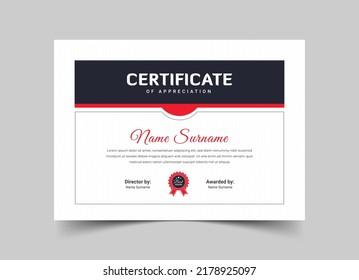 Certificate of Appreciation template, Modern Design Certificate,  Minimal certificate of achievement template