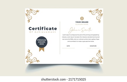 Certificate of Appreciation template, ornament certificate of achievement, awards diploma template