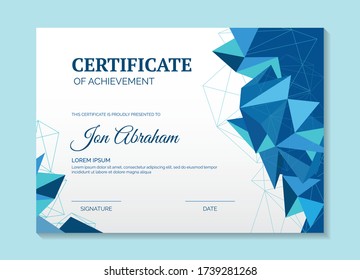 Certificate appreciation template 
with polygonal geometric design
