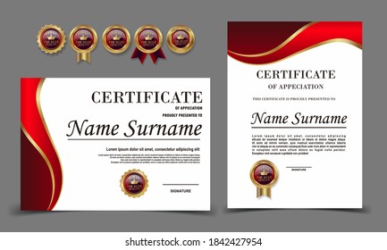 Plantilla de certificado de apreciación de color rojo y negro. Plantilla vectorial de Diploma