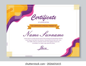 Certificate of appreciation template, simple and elegant design