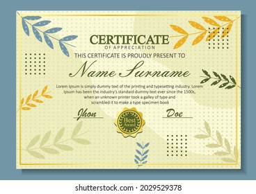 Plantilla de certificado de apreciación, diseño sencillo y elegante