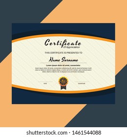 Certificate of Appreciation Template, Stylish golden color vector design
