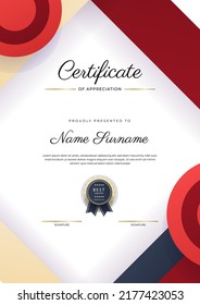 Certificate of Appreciation template. Trendy geometric design. Vector illustration for award certificate, diploma certificate, employee of the month