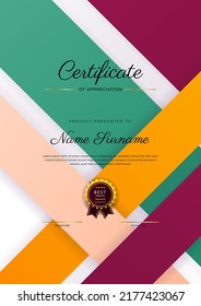 Certificate of Appreciation template. Trendy geometric design. Vector illustration for award certificate, diploma certificate, employee of the month