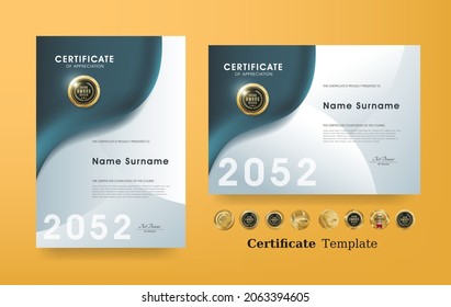 Certificate of appreciation template and vector golden Luxury premium badges design