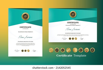 Certificate of appreciation template and vector golden Luxury premium badges design