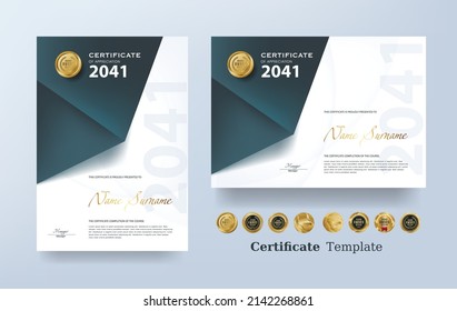 Zertifikat der Wertschätzung Vorlage und Vektorgolden Luxury Premium-Badges Design