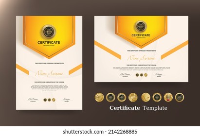 Certificate of appreciation template and vector golden Luxury premium badges design