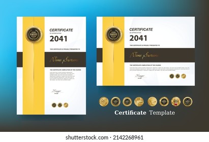 Certificate of appreciation template and vector golden Luxury premium badges design