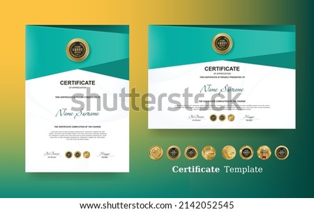 Certificate of appreciation template and vector golden Luxury premium badges design