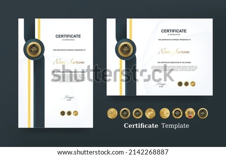 Certificate of appreciation template and vector golden Luxury premium badges design