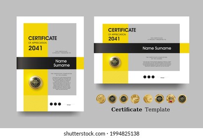 Plantilla de certificado de apreciación y diseño de distintivos de lujo vectorial