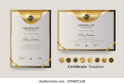 Certificate of appreciation template and vector Luxury premium badges design