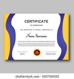 Certificate of appreciation template vector trendy geometric design award achievement elegant success diploma business design illustration. Graduation border paper frame.