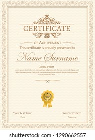 Certificate of appreciation template with vintage gold border 