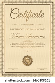 Certificate of appreciation template with vintage gold border 