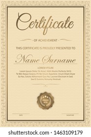 Certificate of appreciation template with vintage gold border 