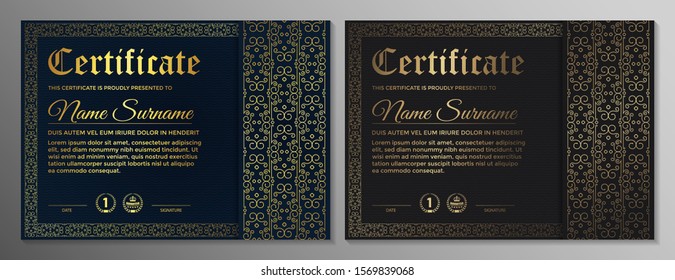 Certificate of appreciation template with vintage gold border - Vector