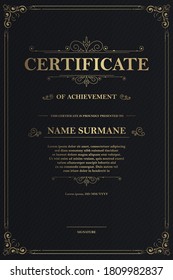 Certificate of appreciation template with vintage gold border - Vector