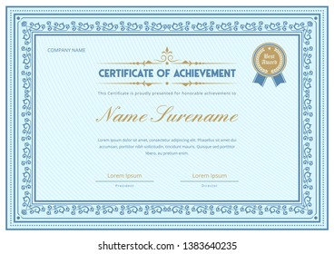 Certificate of Appreciation Template with Vintage Ornamental