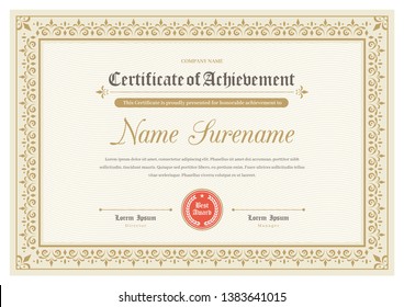 Certificate of Appreciation Template with Vintage Ornamental